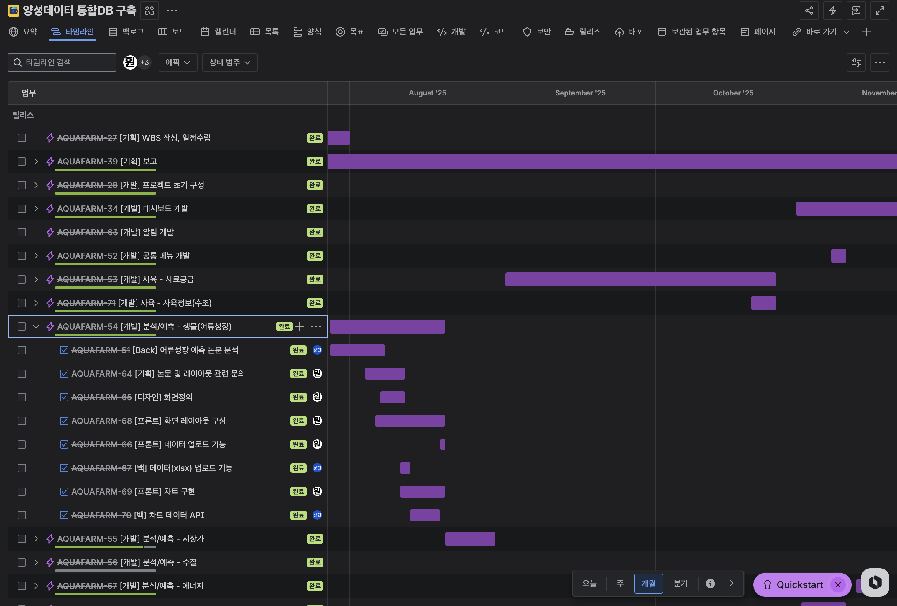 Jira 기반 기능 단위 Task 진행 상황 관리(개발팀용)