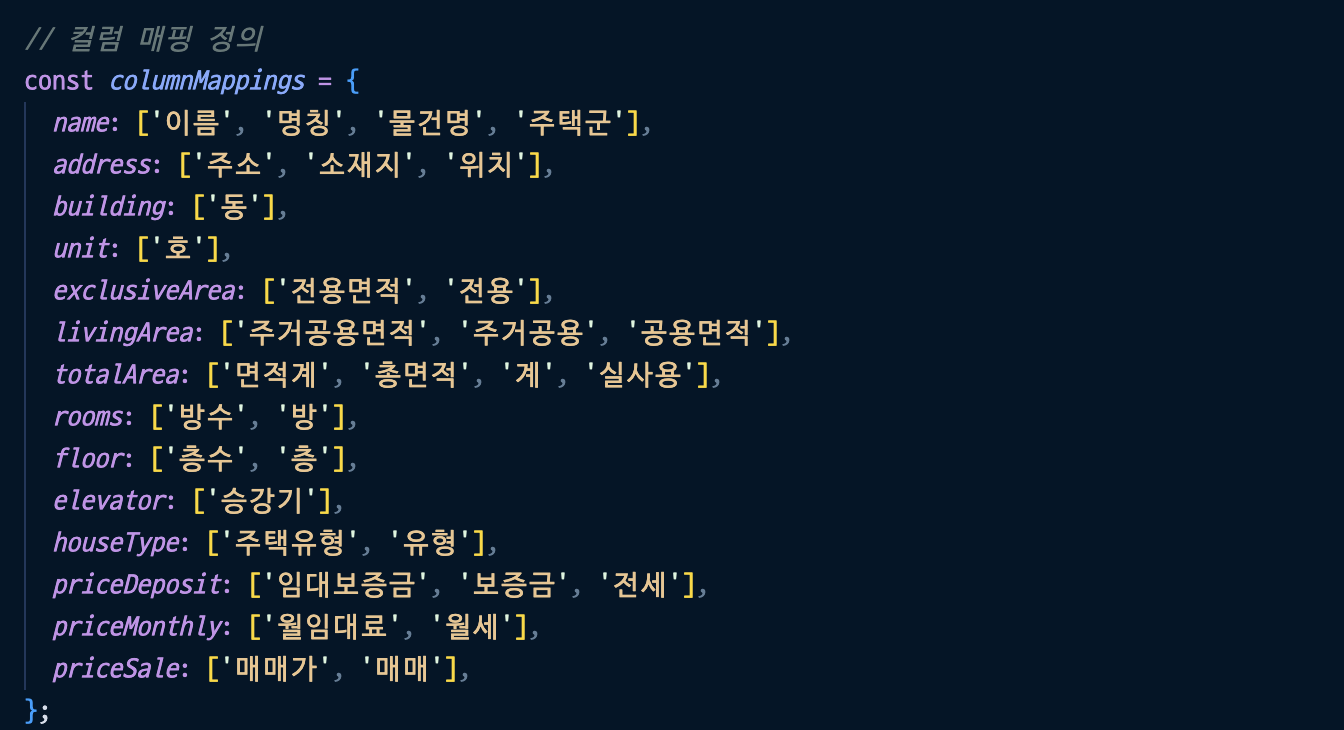 서로 다른 컬럼을 공통 스키마로 변환